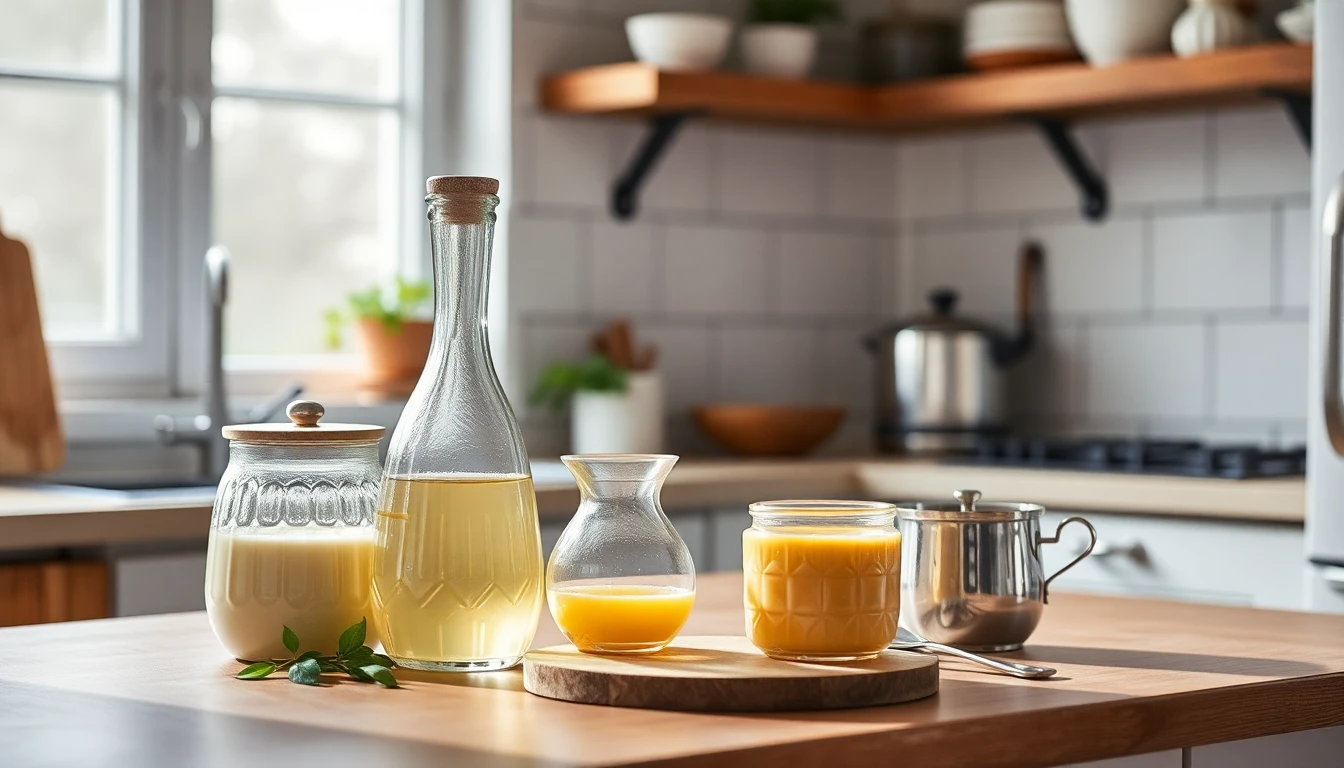 Yaourtière familiale vue de près avec couvercle ouvert et pots alignés sur un plan de travail sobre